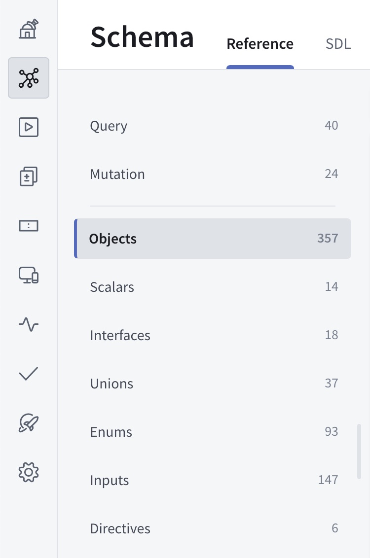 Schema page list of type definitions in Studio