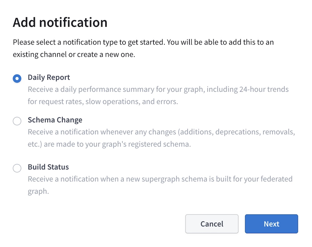 Notification creation modal